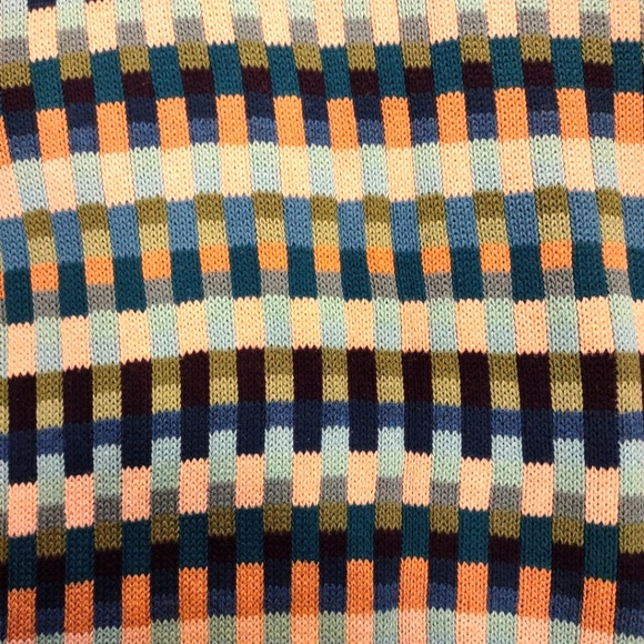 Talbots Cotton Geometric Stripe Block Open Front Cardigan Blue - Picture 5 of 9